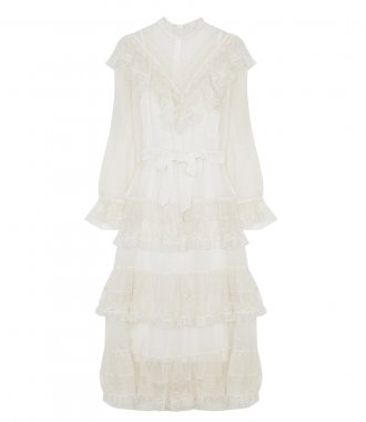 CLOTHES - GLASSY FRILLED LACE MIDI DRESS
