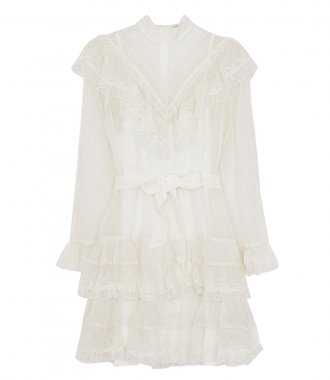 CLOTHES - GLASSY FRILLED LACE MINI DRESS