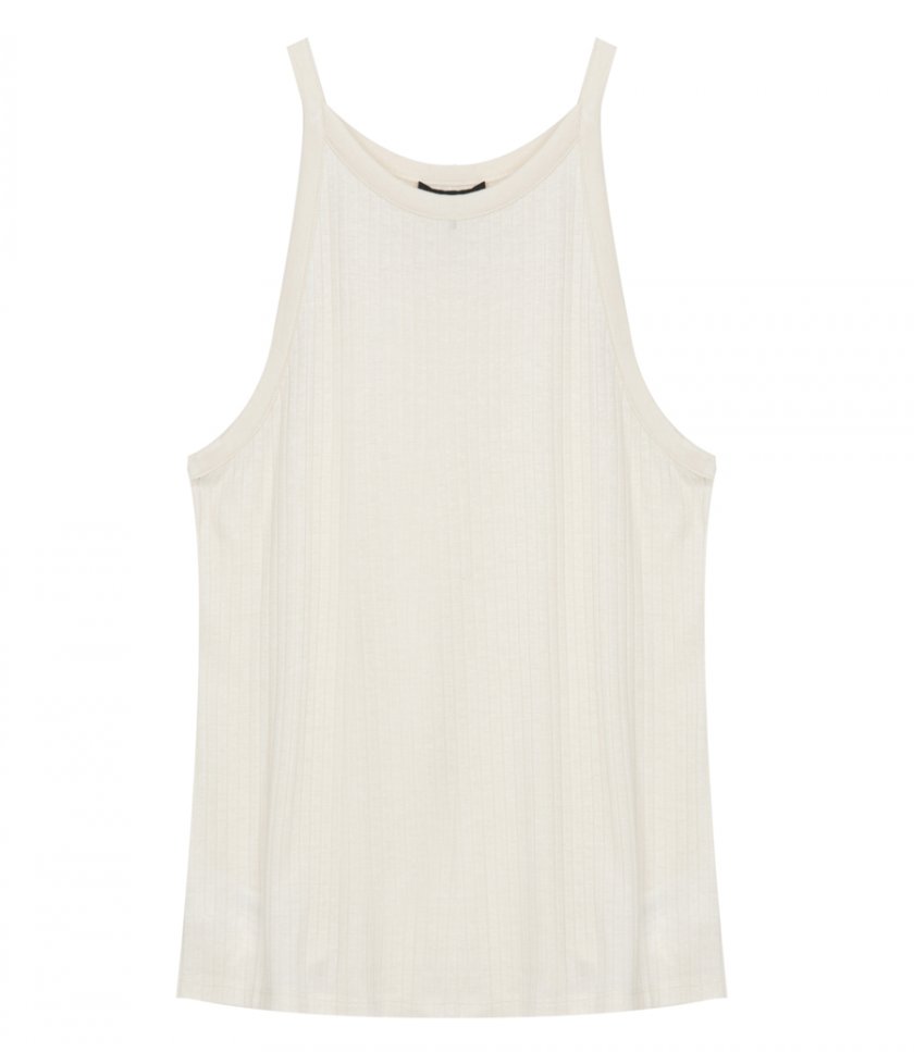 CLOTHES - CROPPED HALTER TANK IN RIBBED KNIT