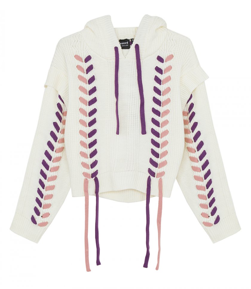 PULLOVERS - HOODED SWEATER WITH LACING
