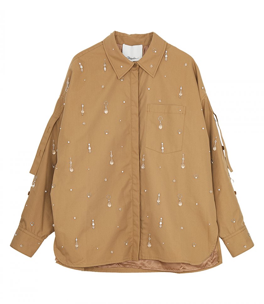 CLOTHES - DRIP EMBELLISHED CHINO BUTTON UP SHIRT JACKET