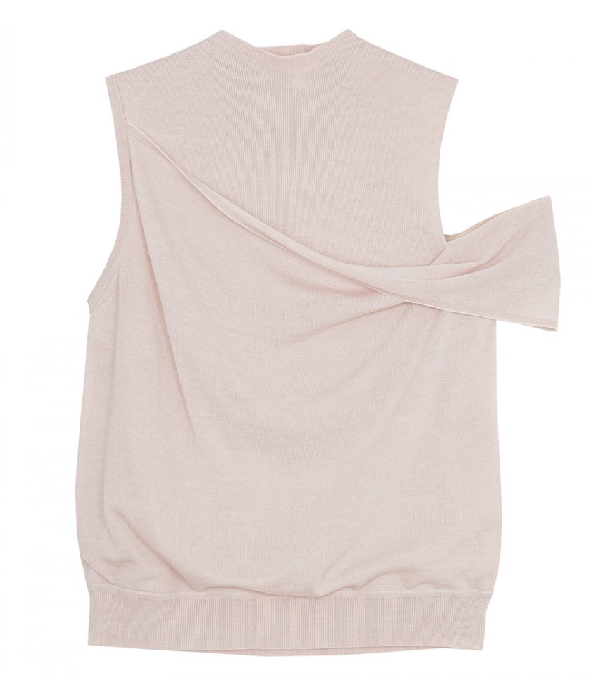 CLOTHES - SLEEVELESS DRAPED FALLEN SHOULDER WOOL PULLOVER