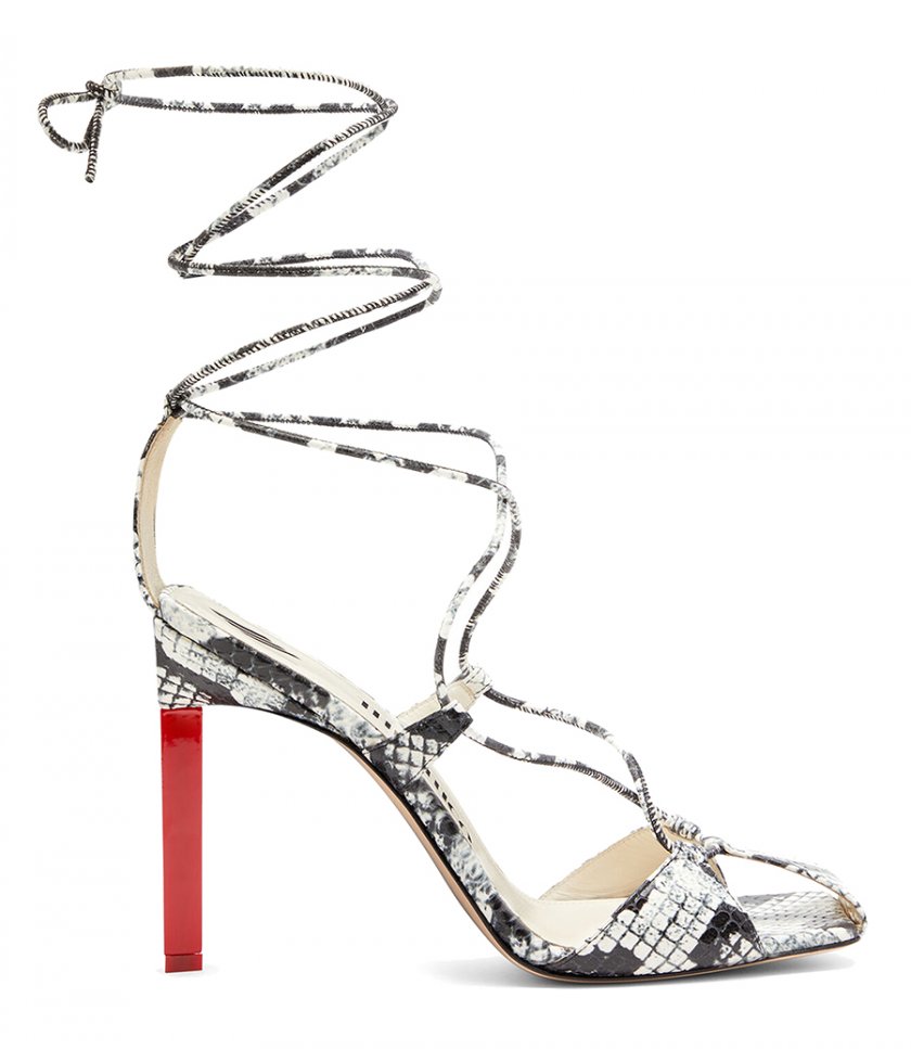 HIGH-HEEL - 'ADELE' WHITE AND RED LACE-UP SANDAL