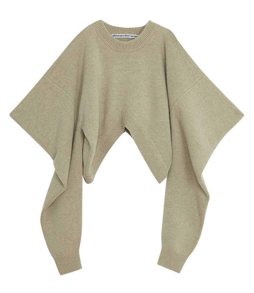 PULLOVERS - INVERTED V-NECK SWEATER IN BOILED WOOL