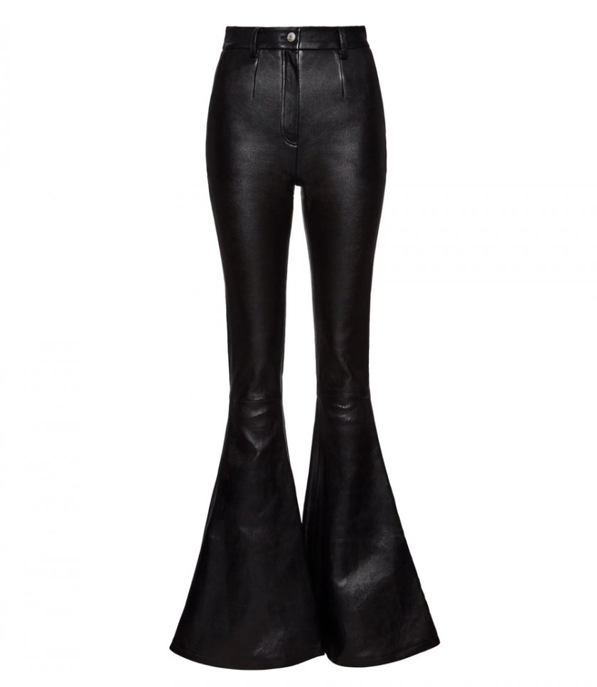CLOTHES - FLARE LEATHER PANTS IN BLACK