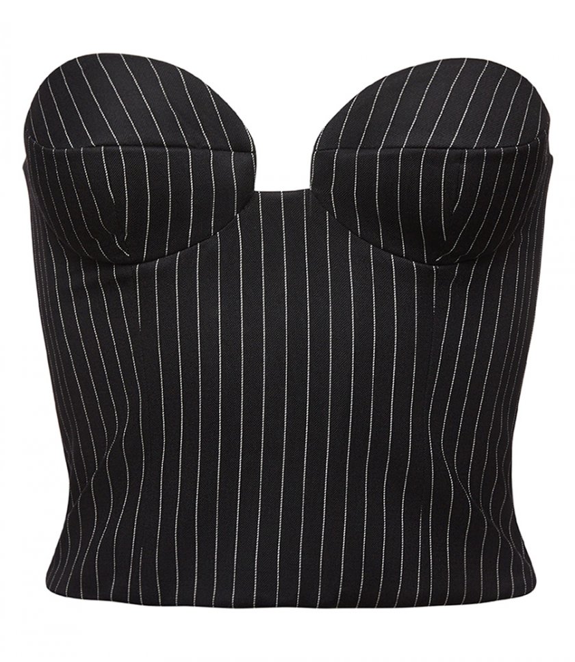 CLOTHES - STRAPLESS CORSET TOP IN BLACK PINSTRIPE