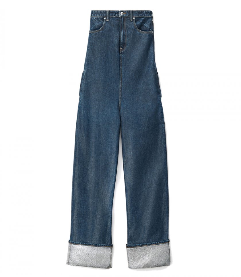 CLOTHES - CRYSTAL CUFF JUMPSUIT IN COATED DENIM