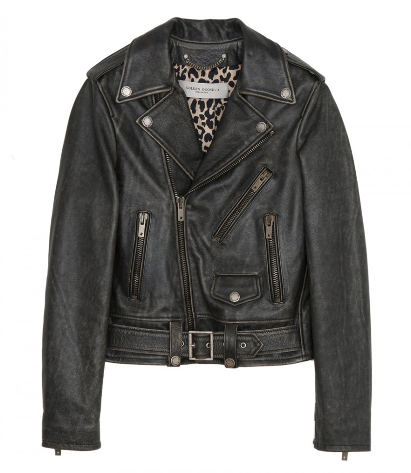 LEATHER JACKETS - BIKER JACKET IN DISTRESSED LEATHER