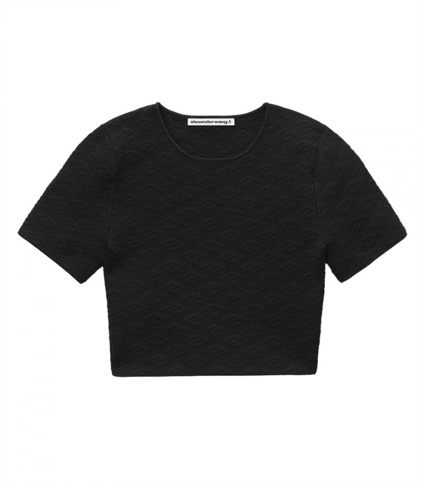 CLOTHES - CROPPED TEE IN COMPACT JACQUARD