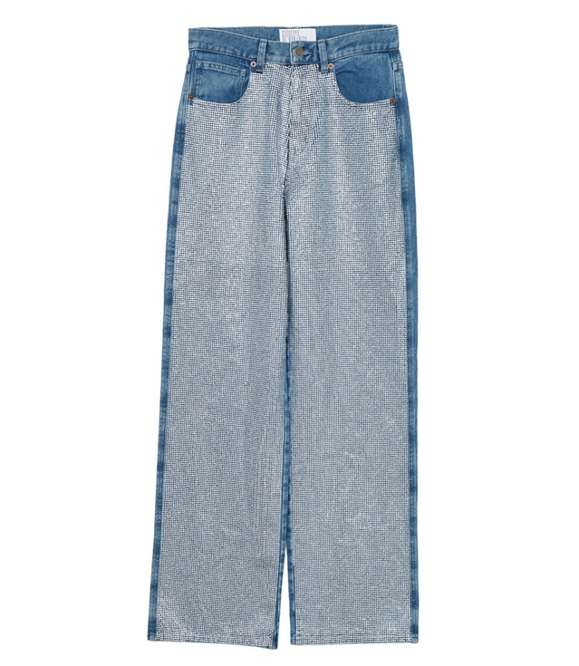 DENIM PANTS WITH CRYSTALS