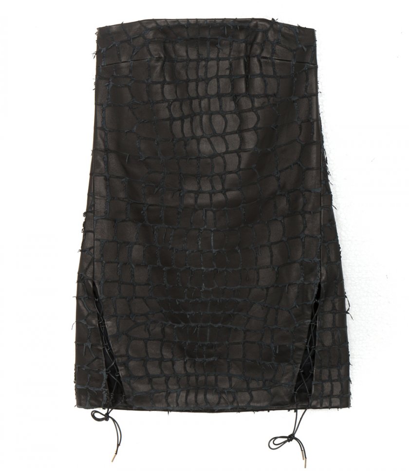 CLOTHES - SNAKE ETCHED LEATHER MINI DRESS