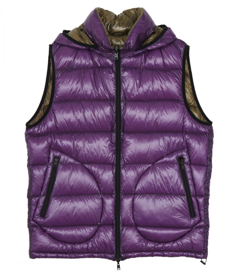 CLOTHES - REVERSIBLE NYLON VEST WITH HOOD