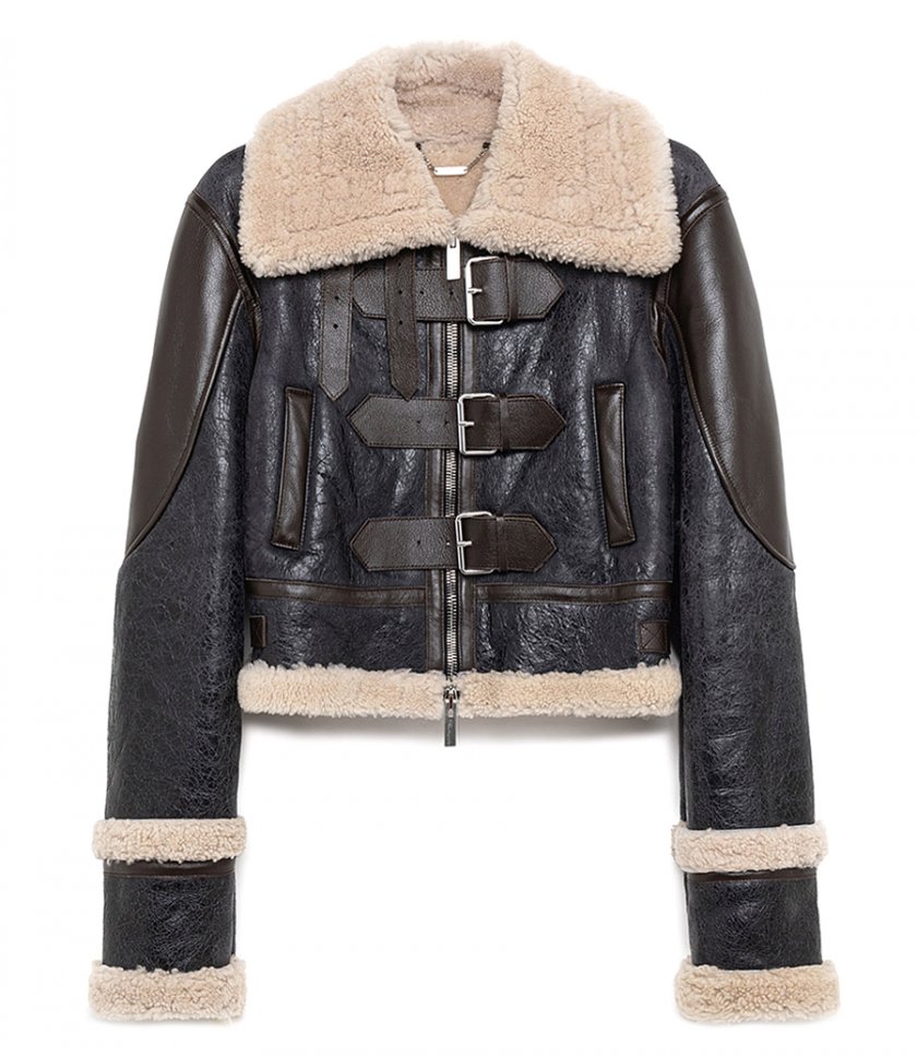 CLOTHES - SHEARLING JACKET WITH DECOR BELTS