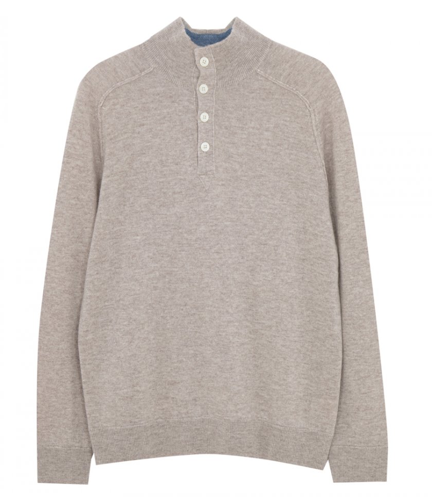 PULLOVERS - WOOL AND CASHMERE HIGH-NECK SWEATER
