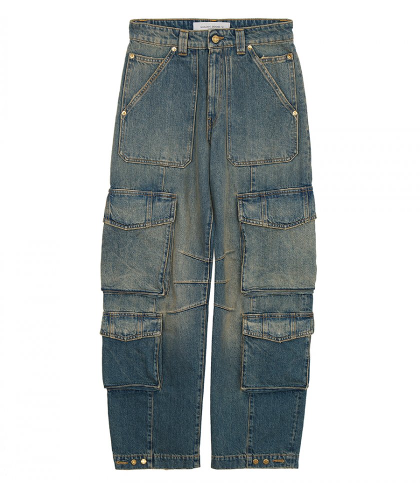 GOLDEN GOOSE  - BLUE JEANS WITH A DISTRESSED FINISH