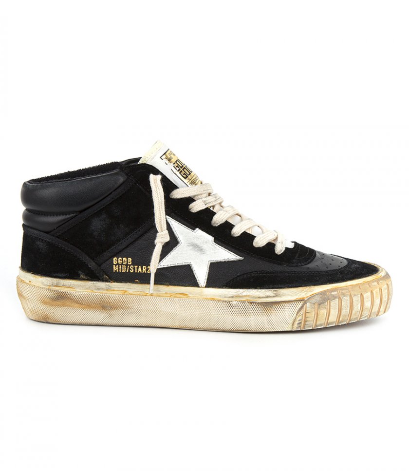 SNEAKERS - BLACK NAPPA AND SUEDE MID STAR