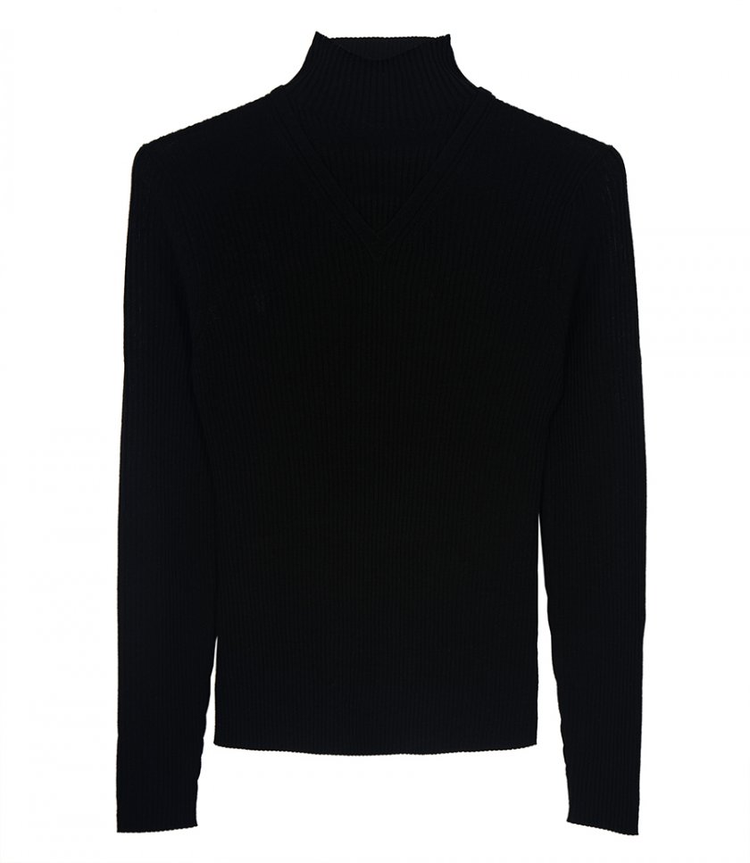 THEORY - MOCK T NECK WOOL BLOUSE
