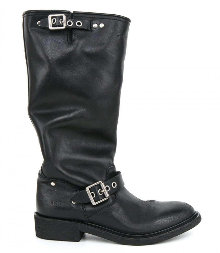 BOOTS - BIKER HIGH LEATHER BOOTS