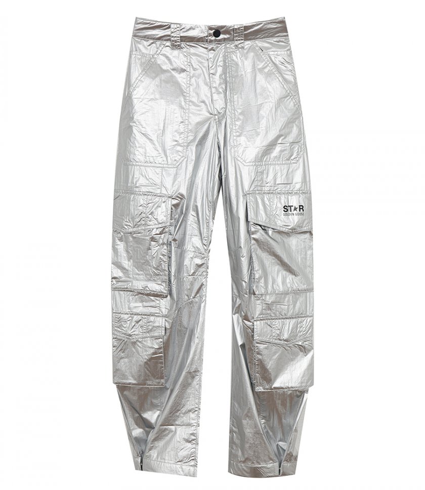 PANTS - WOMEN’S CARGO PANTS IN SILVER TECHNICAL FABRIC