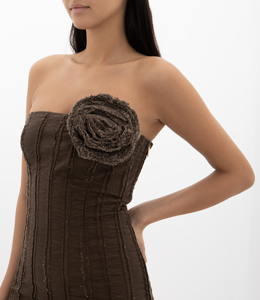 CORSET DRESS WITH 3D ROSE
