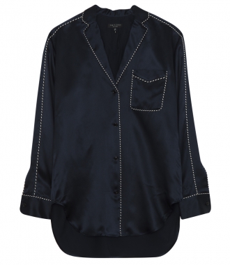 CLOTHES - HAHN PYJAMA SHIRT IN SILK WITH STITCHING DETAILING