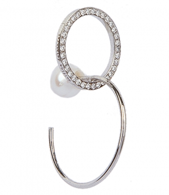 ACCESSORIES - TWINS LOOP WHITE DIAMONDS RIGHT MONO EARRING