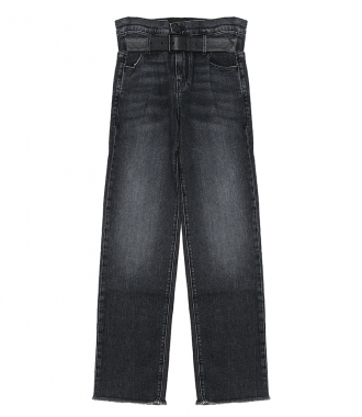 CLOTHES - DEXTER BELTED FRAYED HIGH-RISE STRAIGHT-LEG JEANS