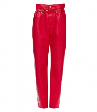 PAPERBAG-WAIST FAUX-LEATHER TROUSERS