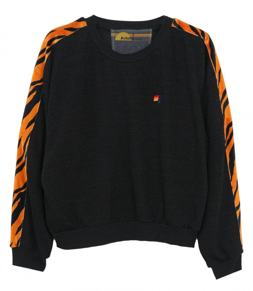 TOPS - TIGER STRIPE RELAXED FIT CREW SWEATSHIRT