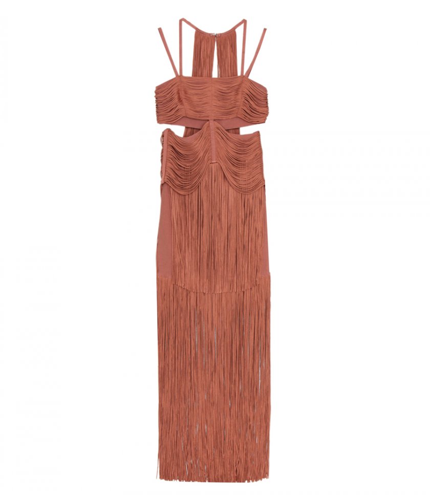 CLOTHES - STRAPPY BANDEAU FRINGE GOWN