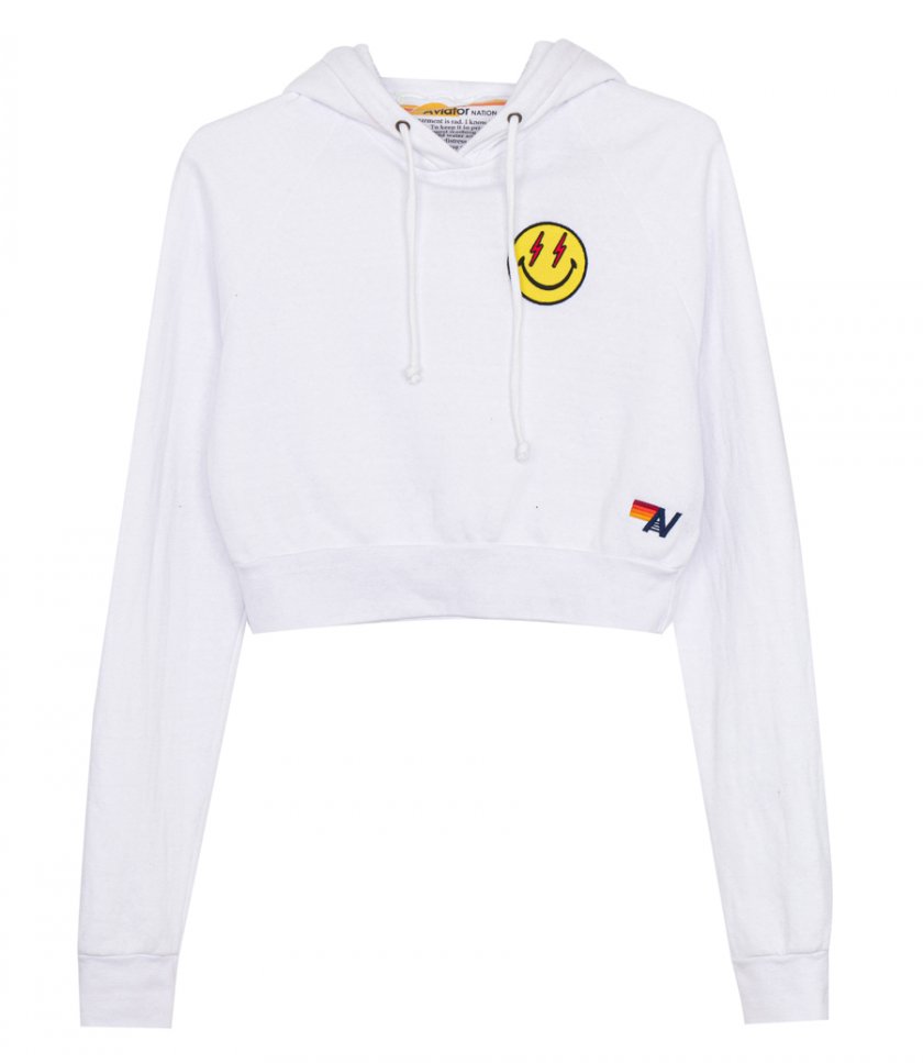 CLOTHES - SMILEY BOLT EYES CROPPED HOODIE