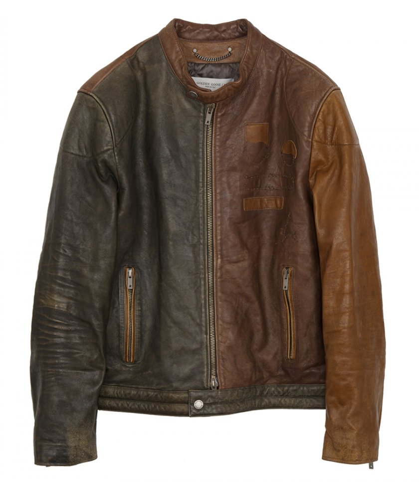 CLOTHES - BIKER-INSPIRED BROWN NAPPA LEATHER JACKET