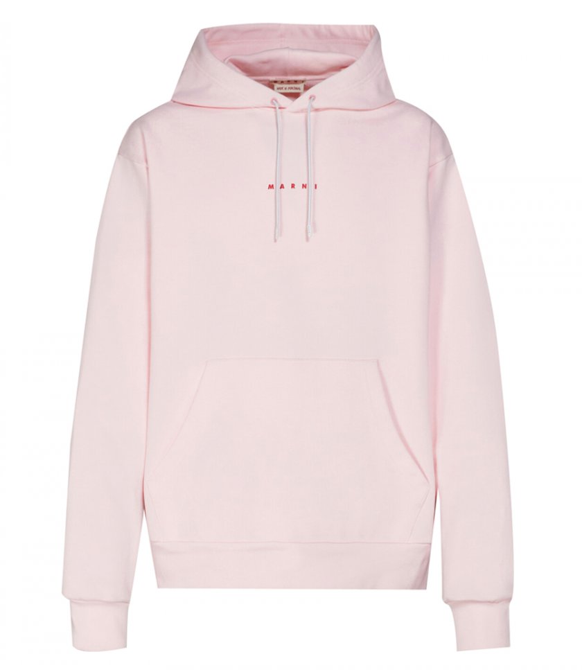 CLOTHES - PINK BIO COTTON HOODIE WITH MARNI PRINT
