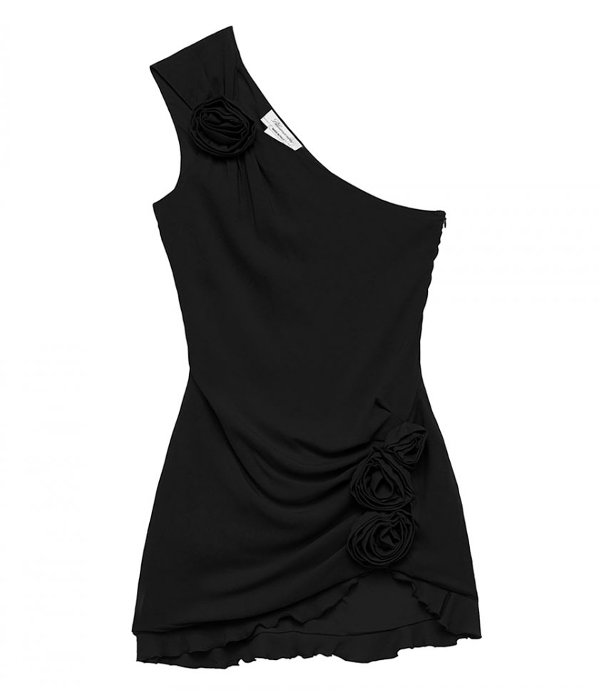 CLOTHES - ONE-SHOULDER DRESS WITH ROSE DECOR