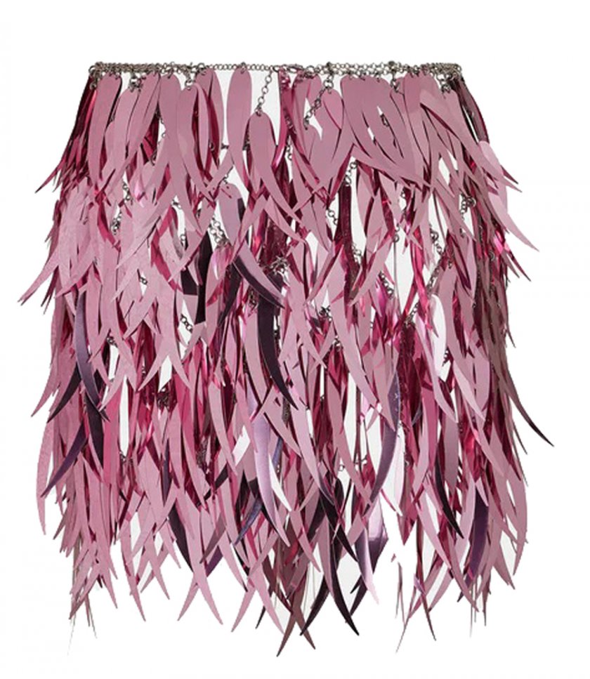 CLOTHES - PINK SKIRT IN METALLIC FEATHERS