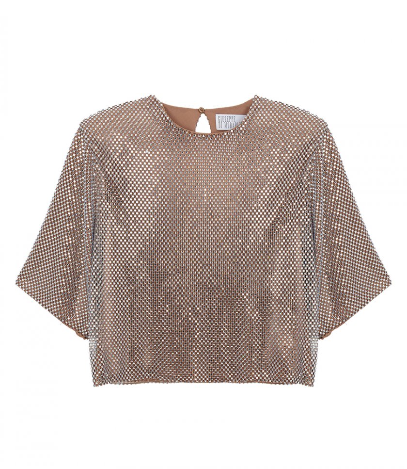 TOPS - OVERSIZED T-SHIRT WITH ALL-OVER MICRO RHINESTONES