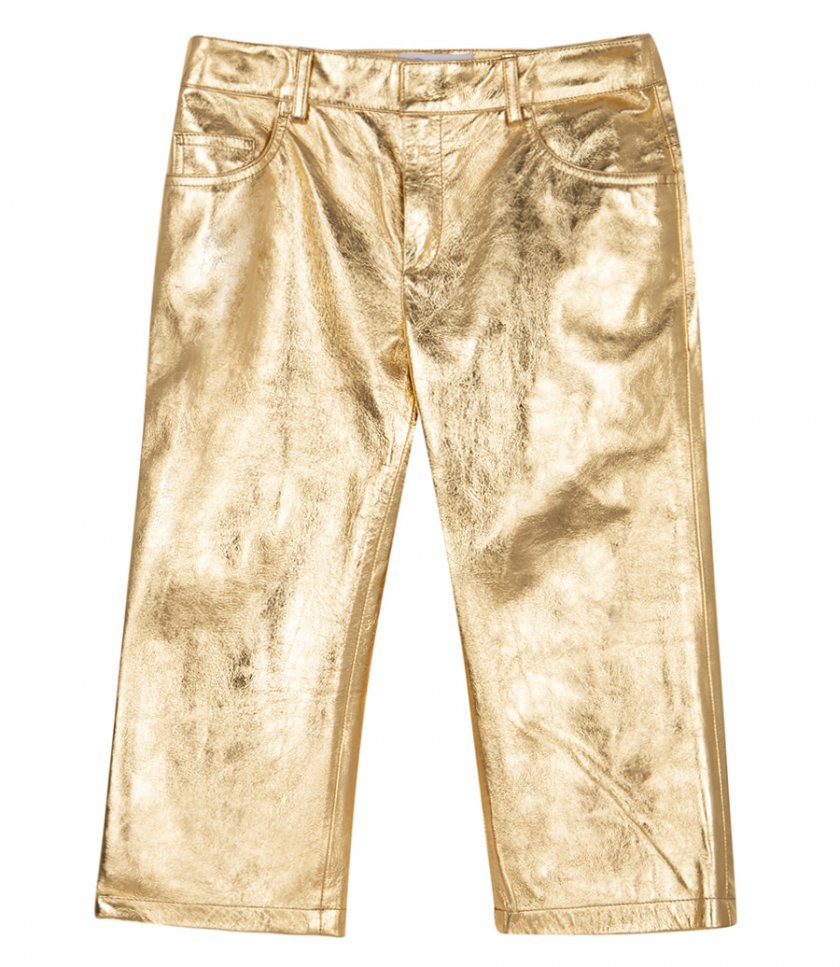 PANTS - KNEE-LENGTH PANTS IN LAMINATED LEATHER