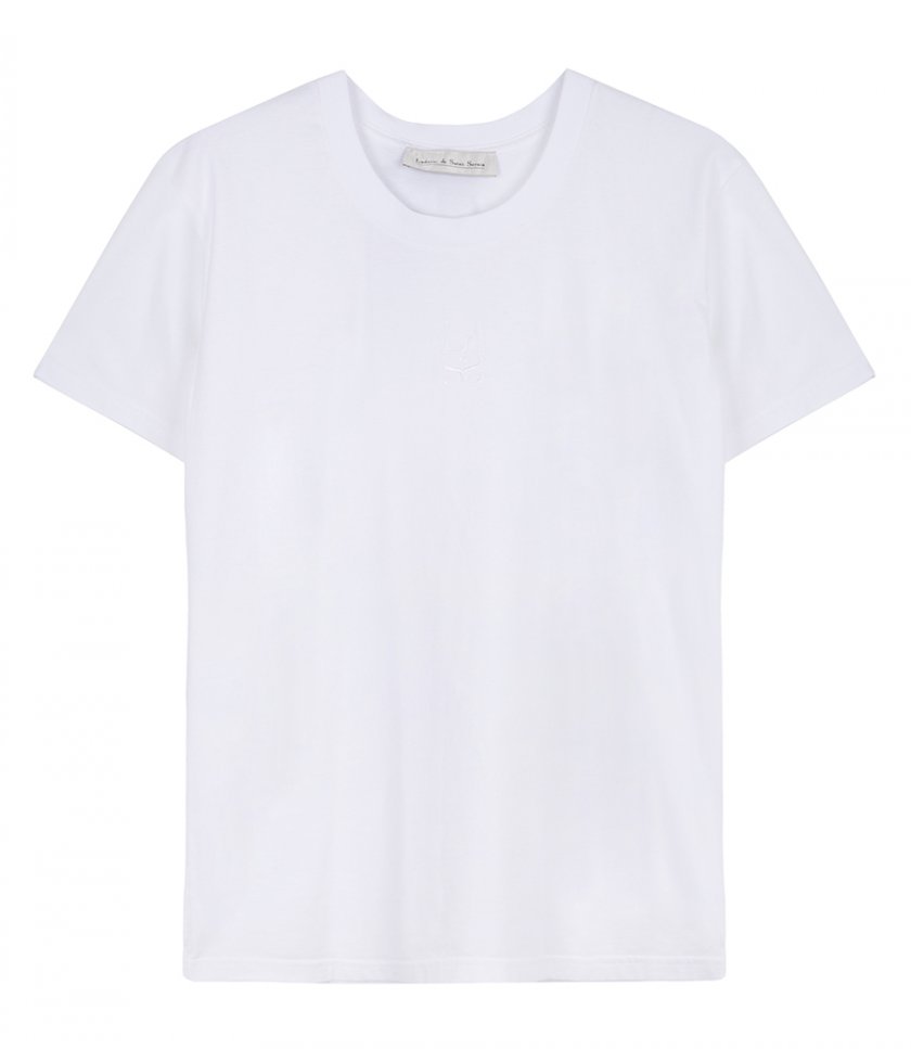 JUST IN - WHITE EMBROIDERY LOGO OVERSIZED T-SHIRT