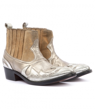 SHOES - CLARA COWBOY METALLIC ANKLE BOOTS