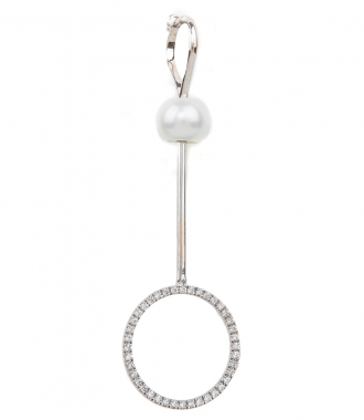 SALES - 18KT WHITE GOLD BUBBLE EARRING FT NATURAL PEARL & DIAMONDS