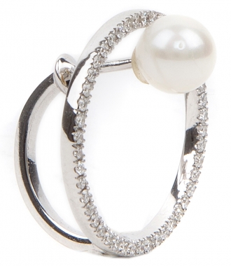 FINE JEWELRY - 18KT WHITE GOLD BUBBLE EARING FT NATURAL PEARL & DIAMONDS